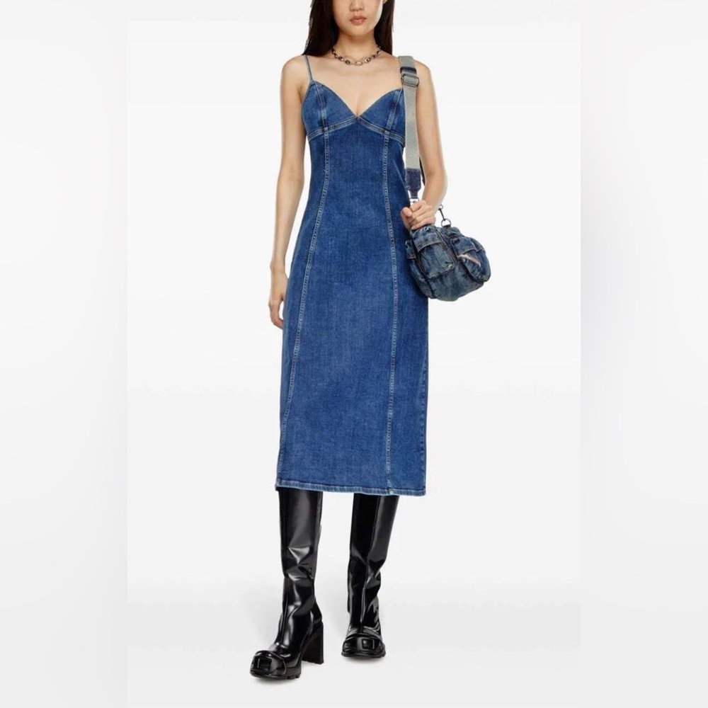 *New* Diesel De-Fulvy-D Denim Midi Dress, Size Large